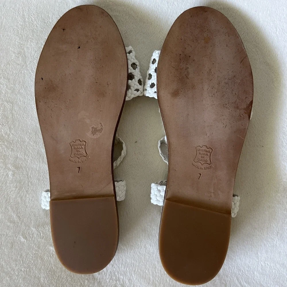 Patricia Green Espadrille Sandals White Woven Flats Cute Summer Size 7